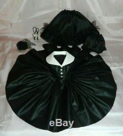 Dress of Vintage Black Polished Cotton with Hat Purse Slip Panties for Cissy