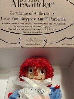 Madame Alexander #64255 I Love You Raggedy Ann 8 Porcelain Doll LE 200 Retired