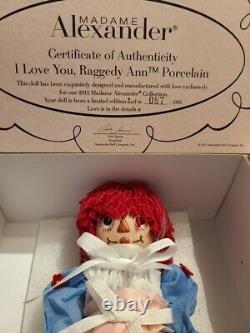 Madame Alexander #64255 I Love You Raggedy Ann 8 Porcelain Doll LE 200 Retired