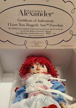 Madame Alexander #64255 I Love You Raggedy Ann 8 Porcelain Doll LE 200 Retired