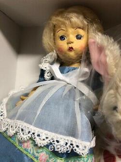 Madame Alexander Alice In Wonderland Wendykin Wood Jointed Doll & Rabbit Nib