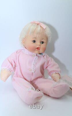 Vintage Little Huggums Madame Alexander Squeak Baby Doll Blonde Hair Blue Eyes